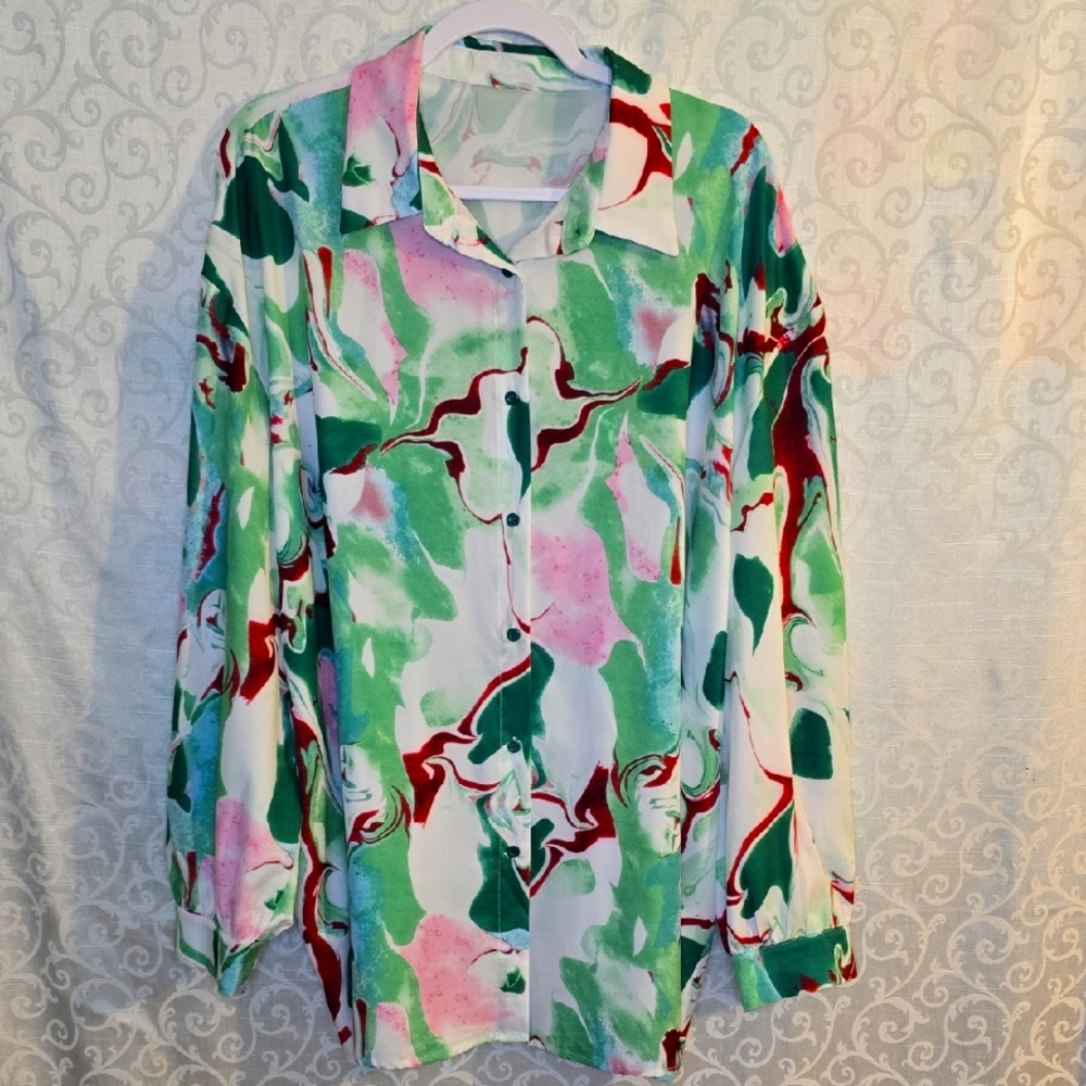 Colorful Abstract Women's Top Set With Wide Stretchy Pants
